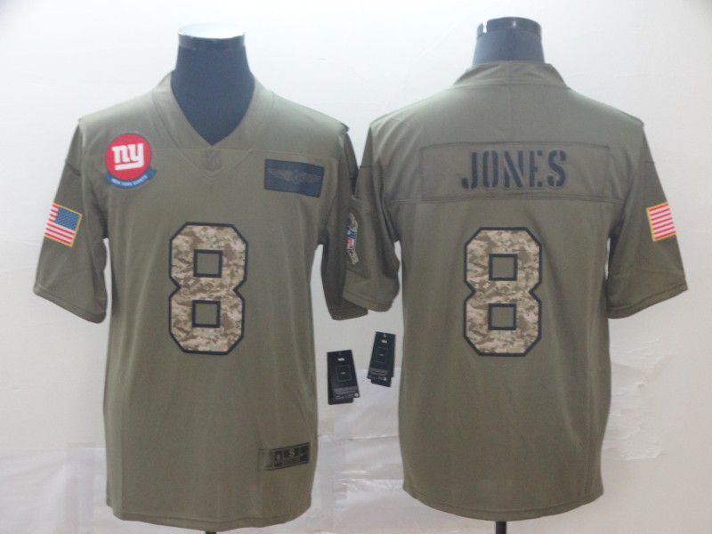 Men New York Giants 8 Jones Camo Nike Olive Salute To Service Limited NFL Jersey